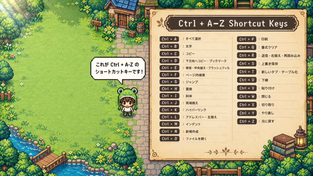おしゃれなエクセルショートカットキー壁紙(レトロゲームデザイン)