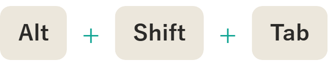 キーボード フリー素材 Alt+Shift+Tab ショートカット