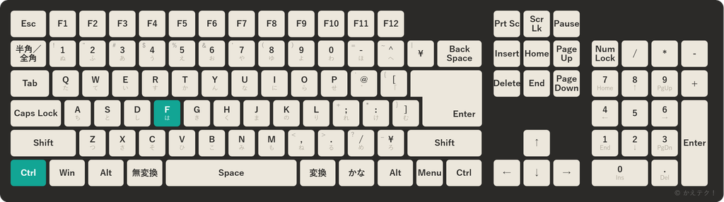 キーボード フリー素材 Ctrl+F 検索 図解画像